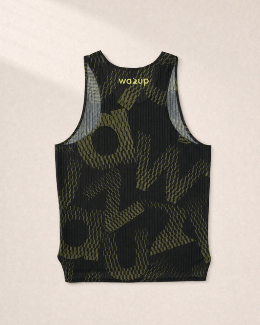 Male PB Performance Singlet - Mossaic B&B - Gray Green - 3D Back