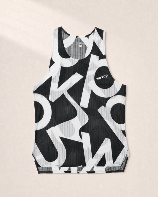 Male PB Performance Singlet w1.2 - Big & Bold - white/black - 3D Front