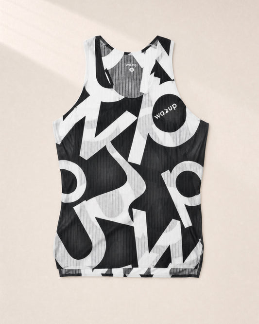 Female PB Performance Singlet w1.2 - Big & Bold - white/black - 3D Front