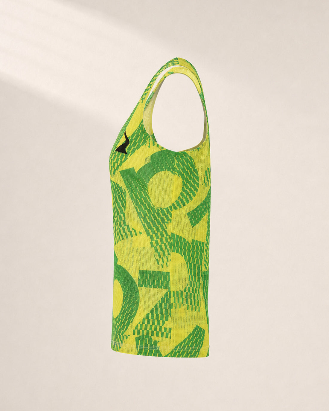 Female PB Performance Singlet - Mossaic B&B - Lime Green - 3D Side