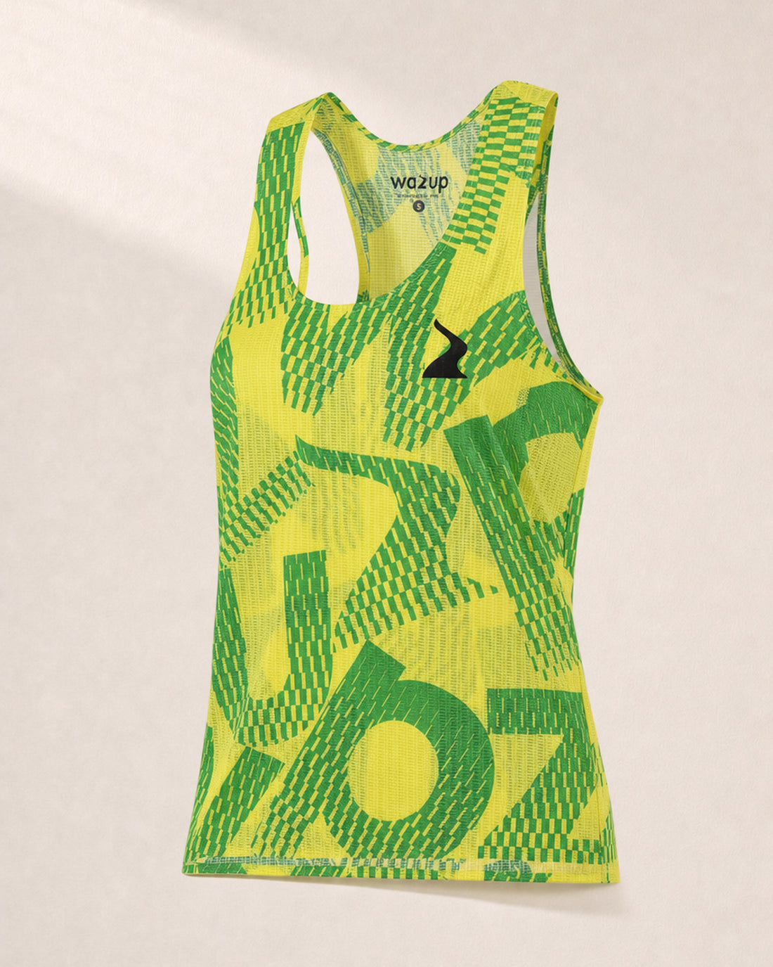 Female PB Performance Singlet - Mossaic B&B - Lime Green - 3/4 Angle