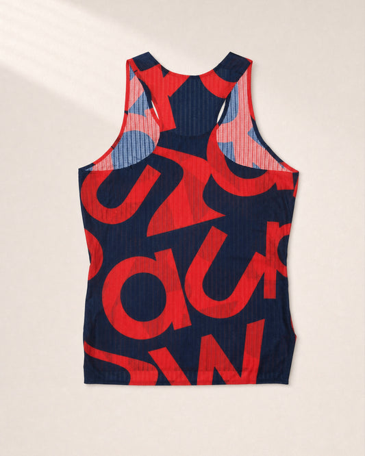 Female PB Performance Singlet w1.2 - Big & Bold - red/navy - 3D Back