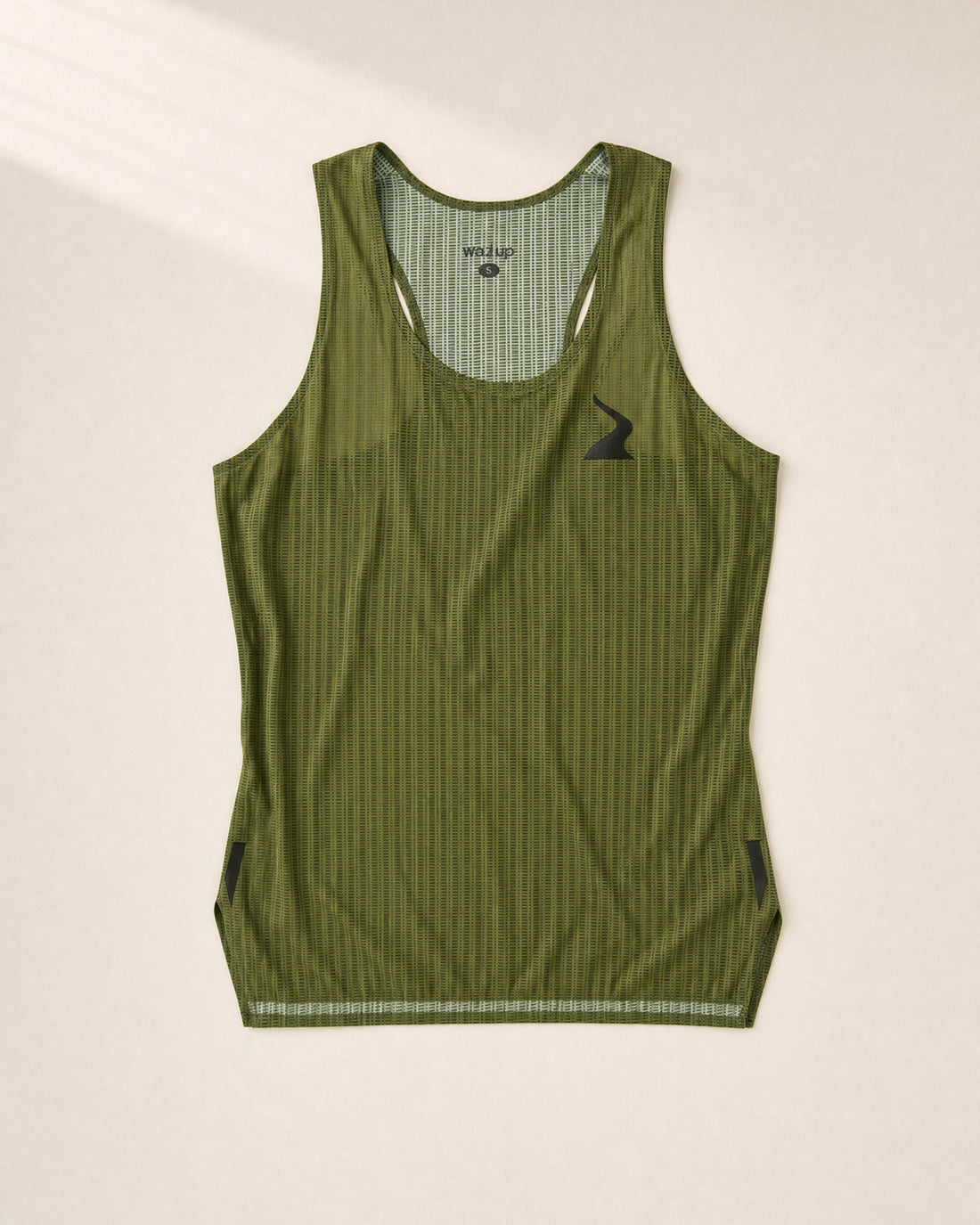 Female PB Performance Singlet - Mossaic - Olive - 3D Front