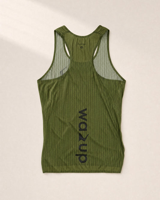 Female PB Performance Singlet - Mossaic - Olive - 3D Back