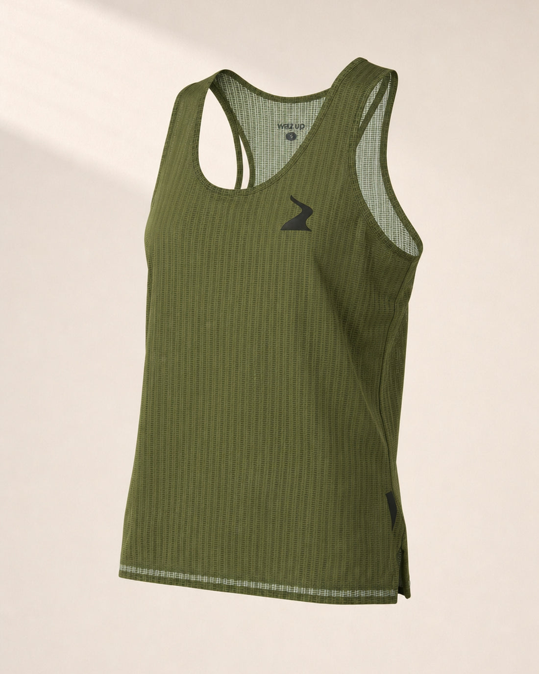 Female PB Performance Singlet - Mossaic - Olive - 3/4 Angle