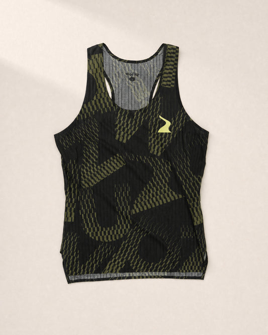 Female PB Performance Singlet - Mossaic B&B - Gray Green - 3D Front