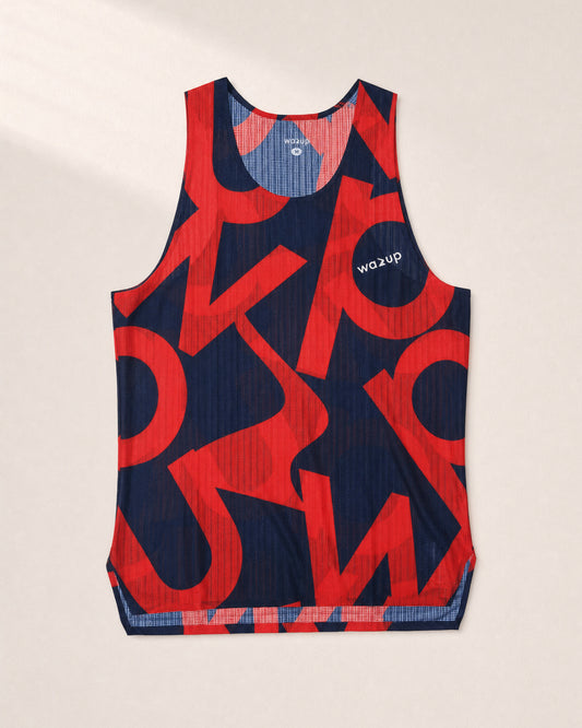 Male PB Performance Singlet w1.2 - Big & Bold - red/navy - 3D Front