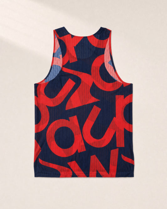 Male PB Performance Singlet w1.2 - Big & Bold - red/navy - 3D Back