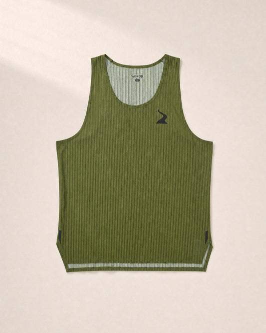 Male PB Performance Singlet - Mossaic - Olive - 3D Front