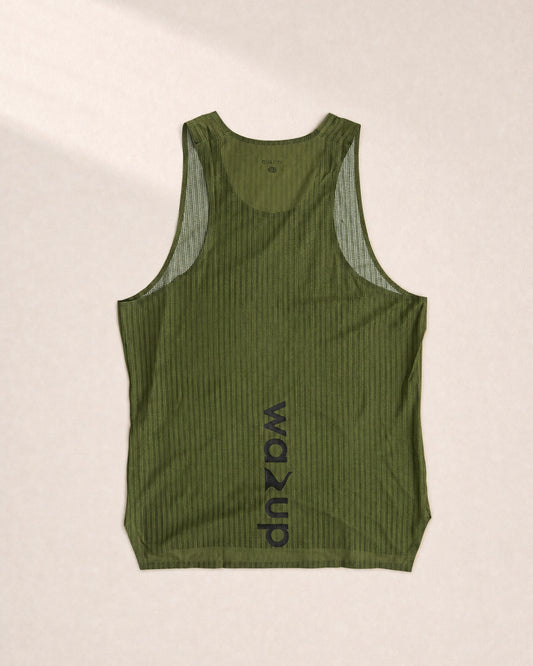 Male PB Performance Singlet - Mossaic - Olive - 3D Back