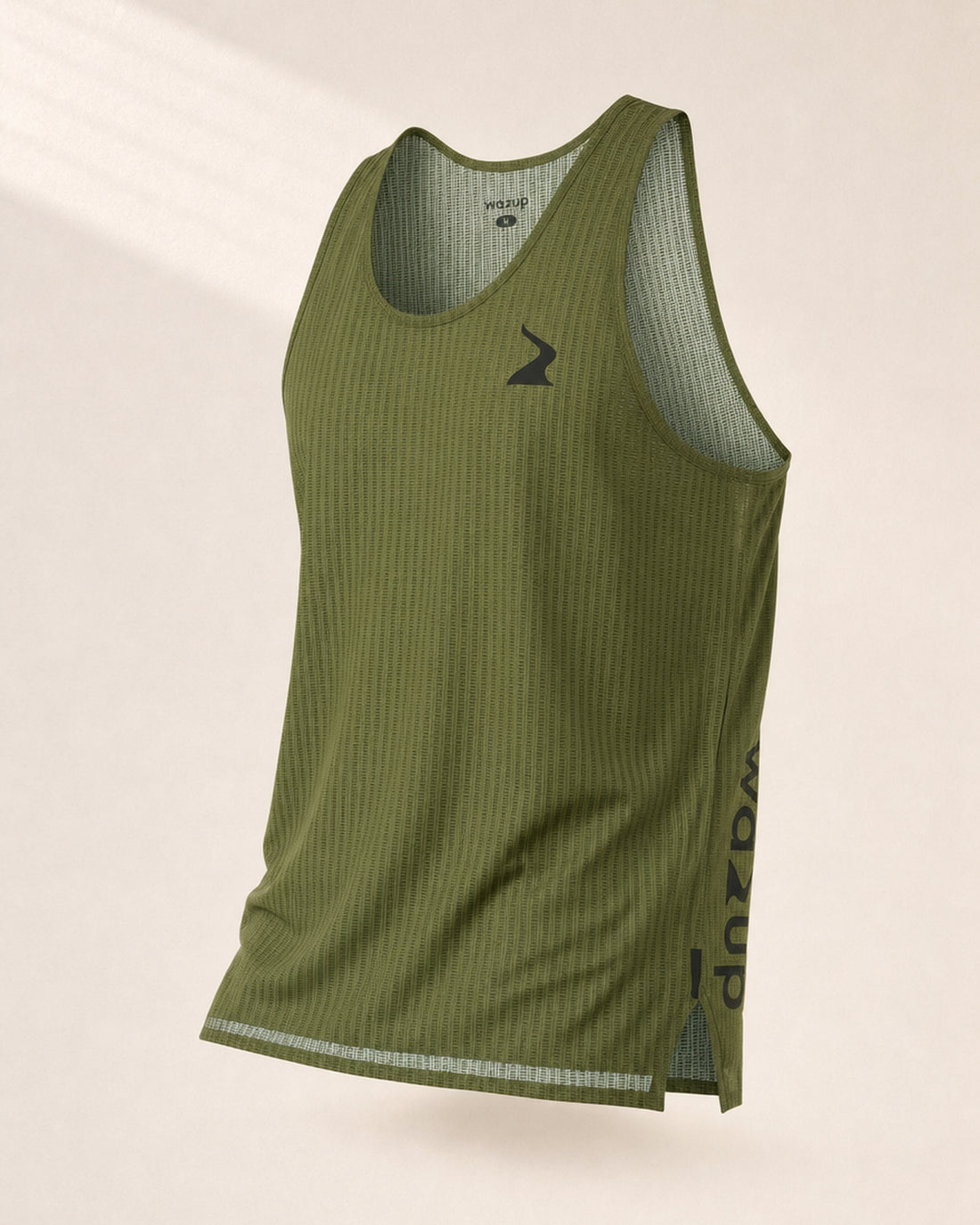 Male PB Performance Singlet - Mossaic - Olive - 3/4 Angle