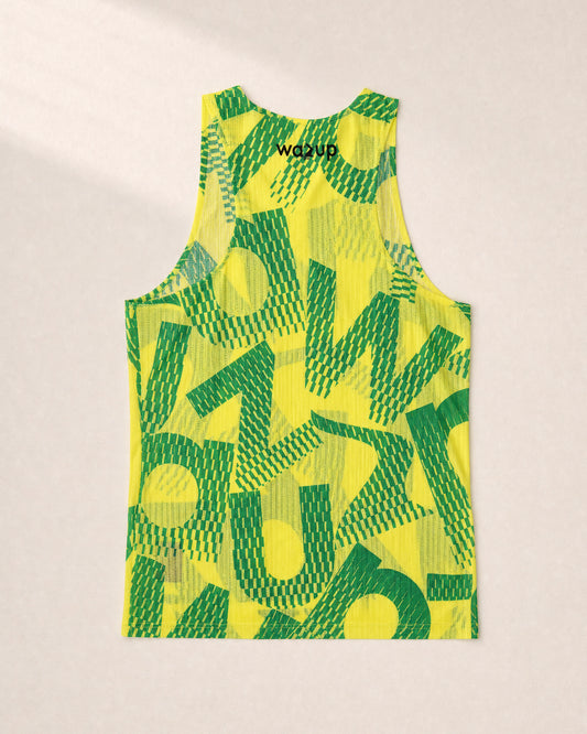 Male PB Performance Singlet - Mossiac B&B - Lime Green - 3D Back