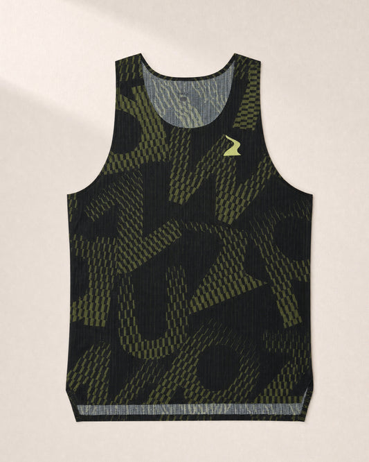 Male PB Performance Singlet - Mossaic B&B - Gray Green - 3D Front