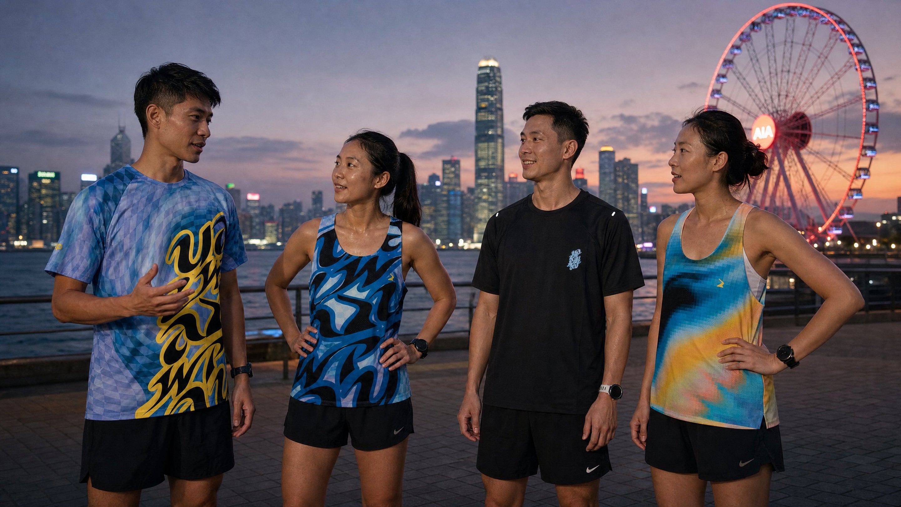 Wazup runners at Central Harbourfront in Hong Kong
